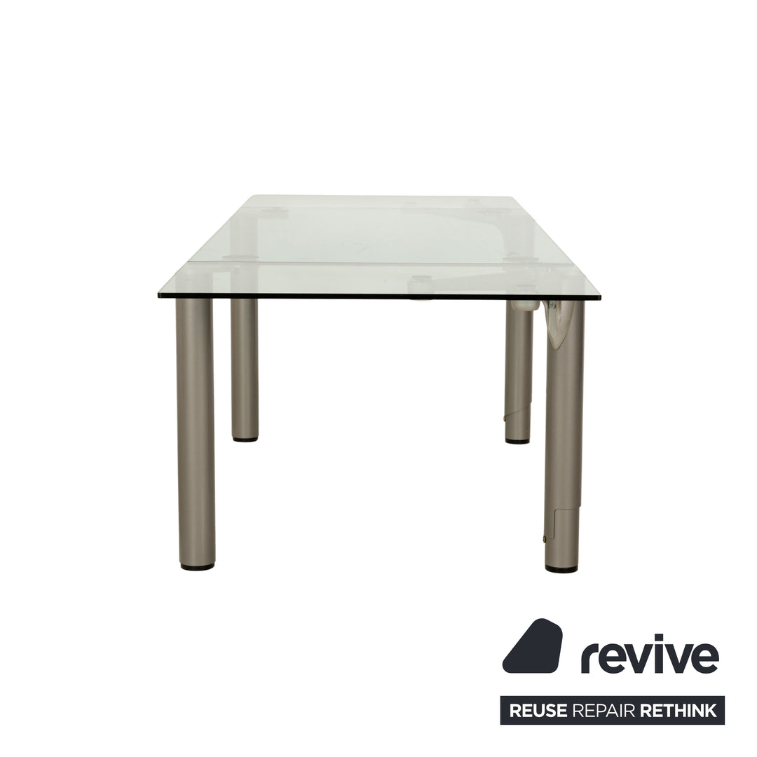 Ronald Schmitt 801E Glass Dining Table Silver Extendable