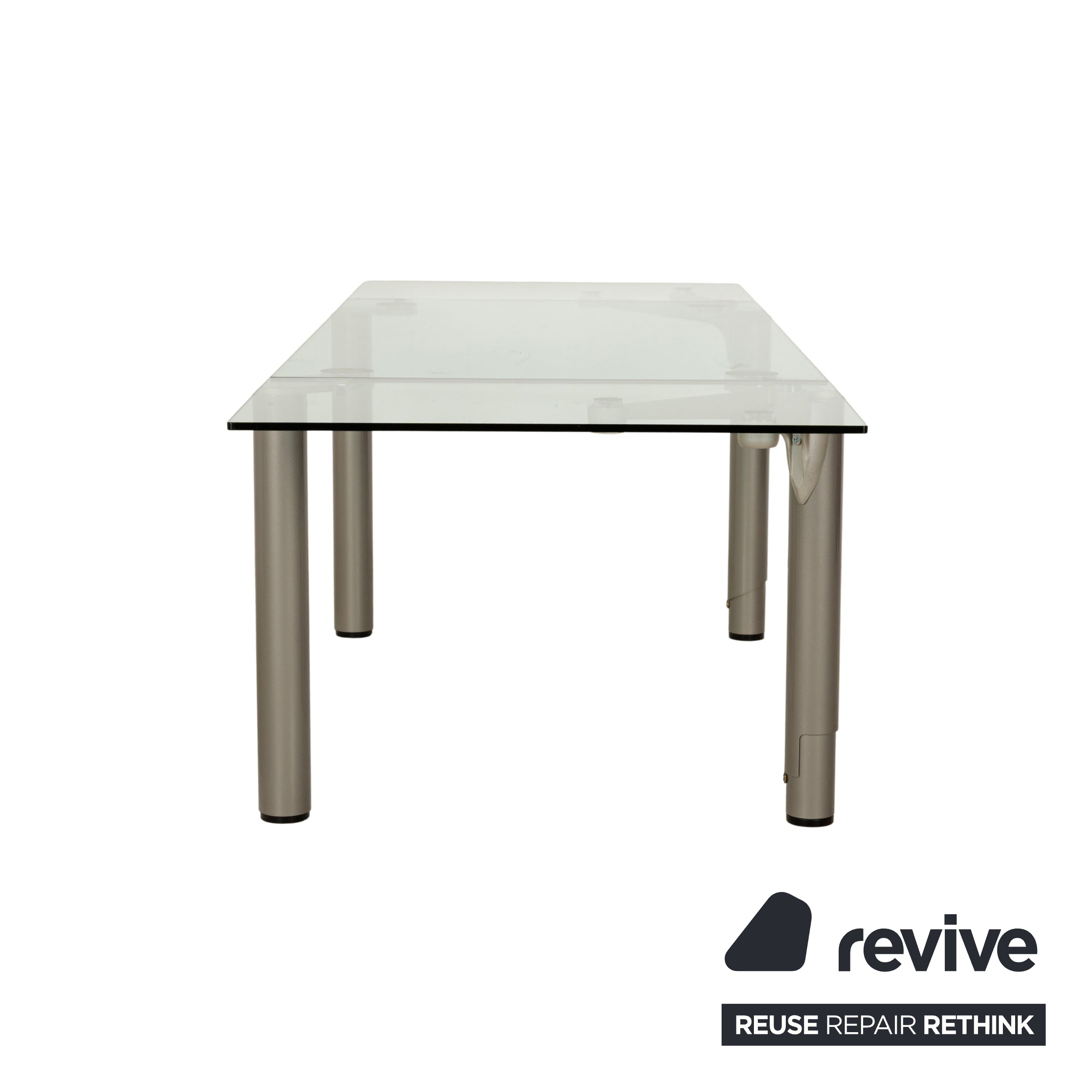 Ronald Schmitt 801E Glass Esstisch Silber Ausziehfunktion