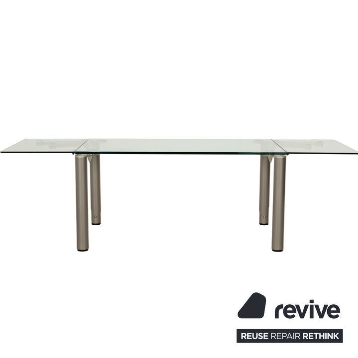 Ronald Schmitt 801E Glass Dining Table Silver Extendable