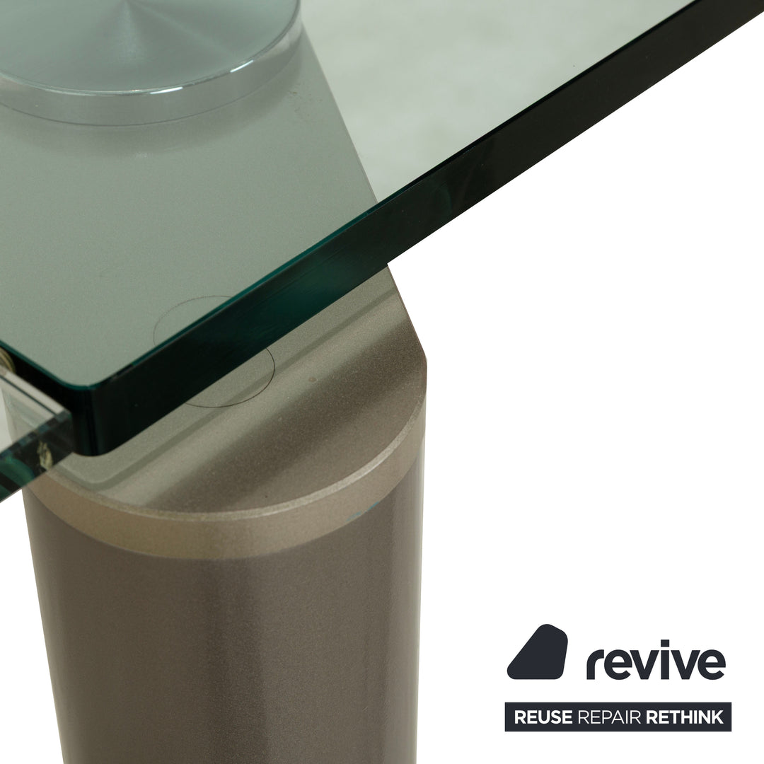 Ronald Schmitt 801E Glass Dining Table Silver Extendable