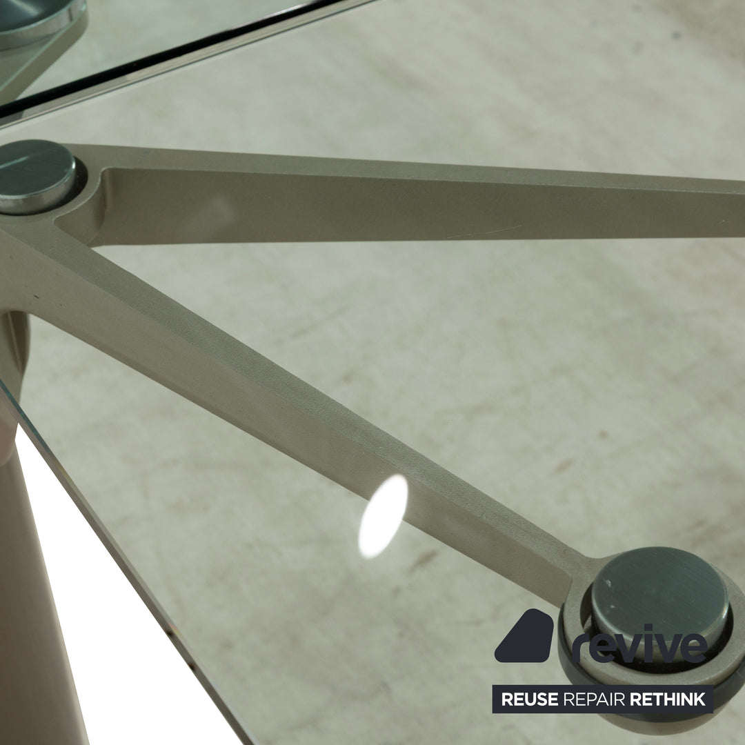 Ronald Schmitt 801E Glass Dining Table Silver Extendable