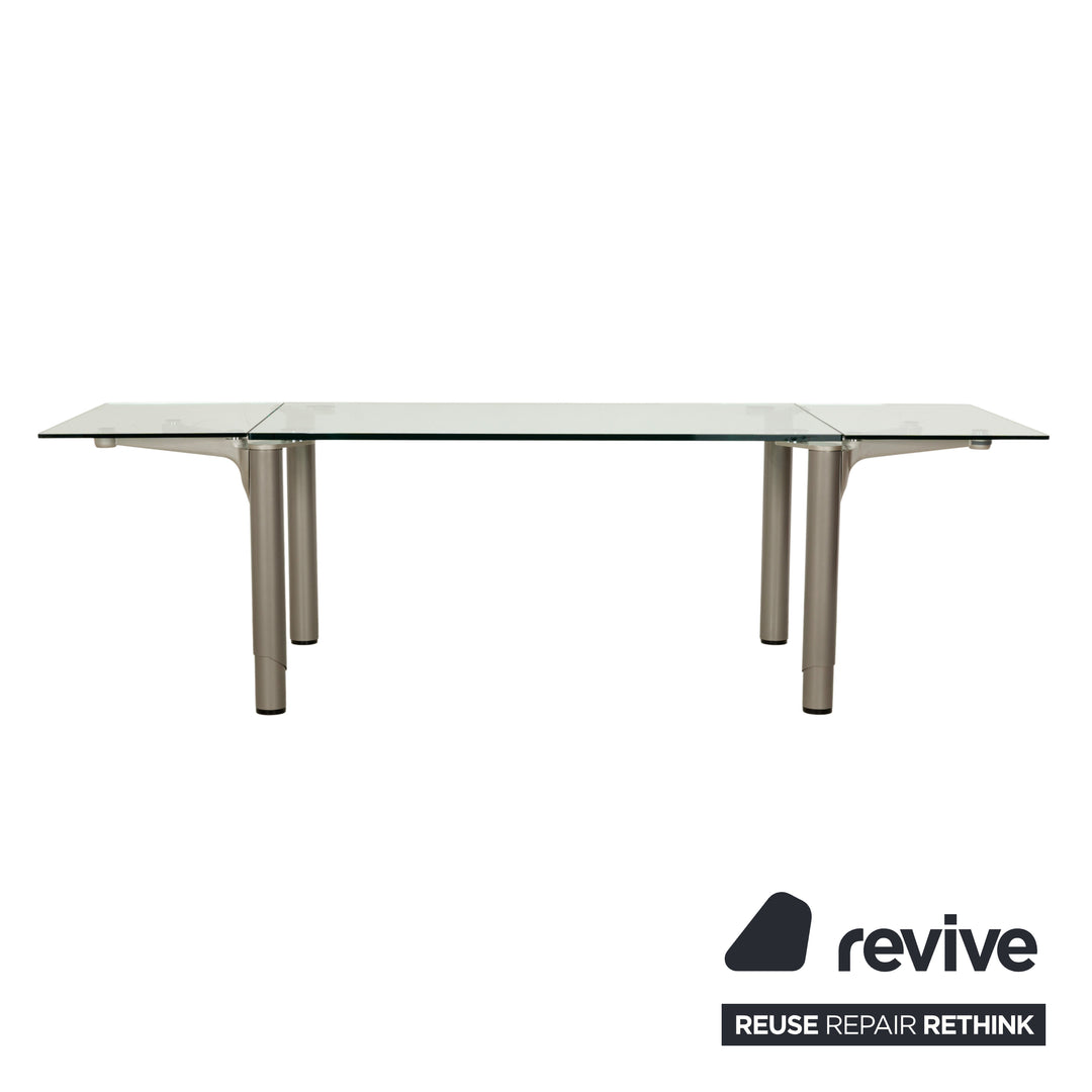 Ronald Schmitt 801E Glass Dining Table Silver Extendable