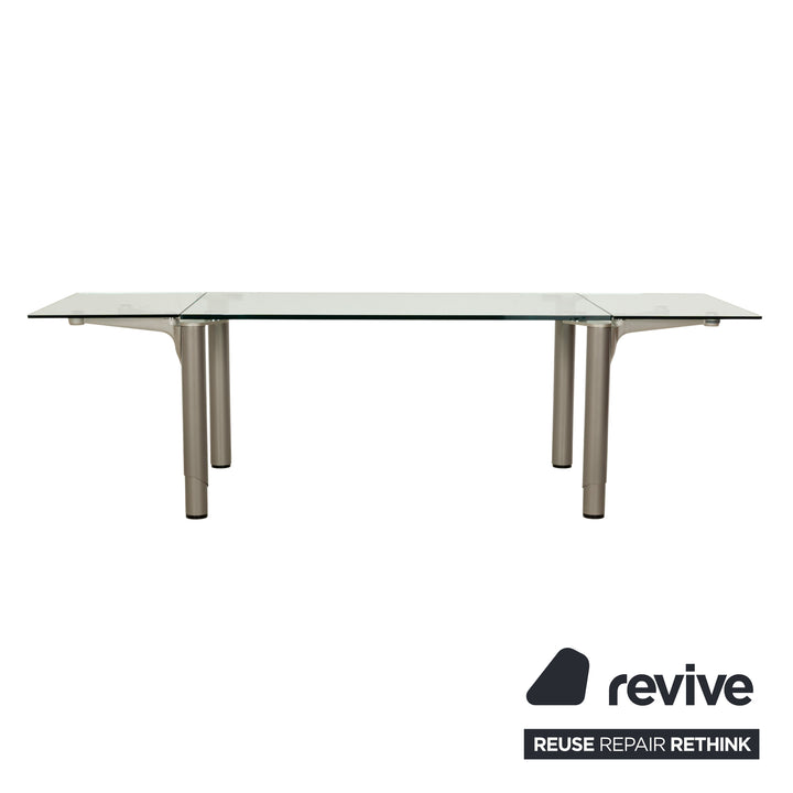 Ronald Schmitt 801E Glass Dining Table Silver Extendable