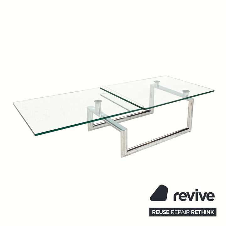 Ronald Schmitt Couchtisch Glas Chrom Silber Grau manuelle Funktion