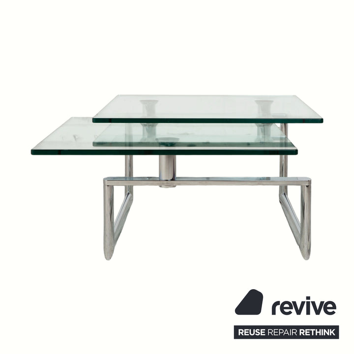 Ronald Schmitt Couchtisch Glas Chrom Silber Grau manuelle Funktion