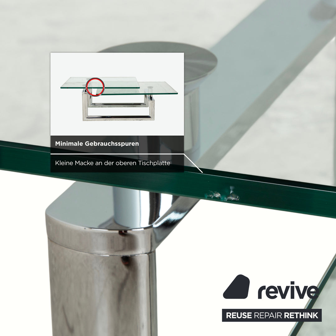 Ronald Schmitt Couchtisch Glas Chrom Silber Grau manuelle Funktion