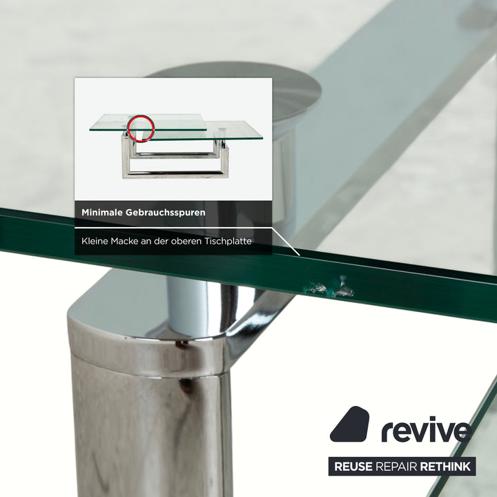 Ronald Schmitt Couchtisch Glas Chrom Silber Grau manuelle Funktion
