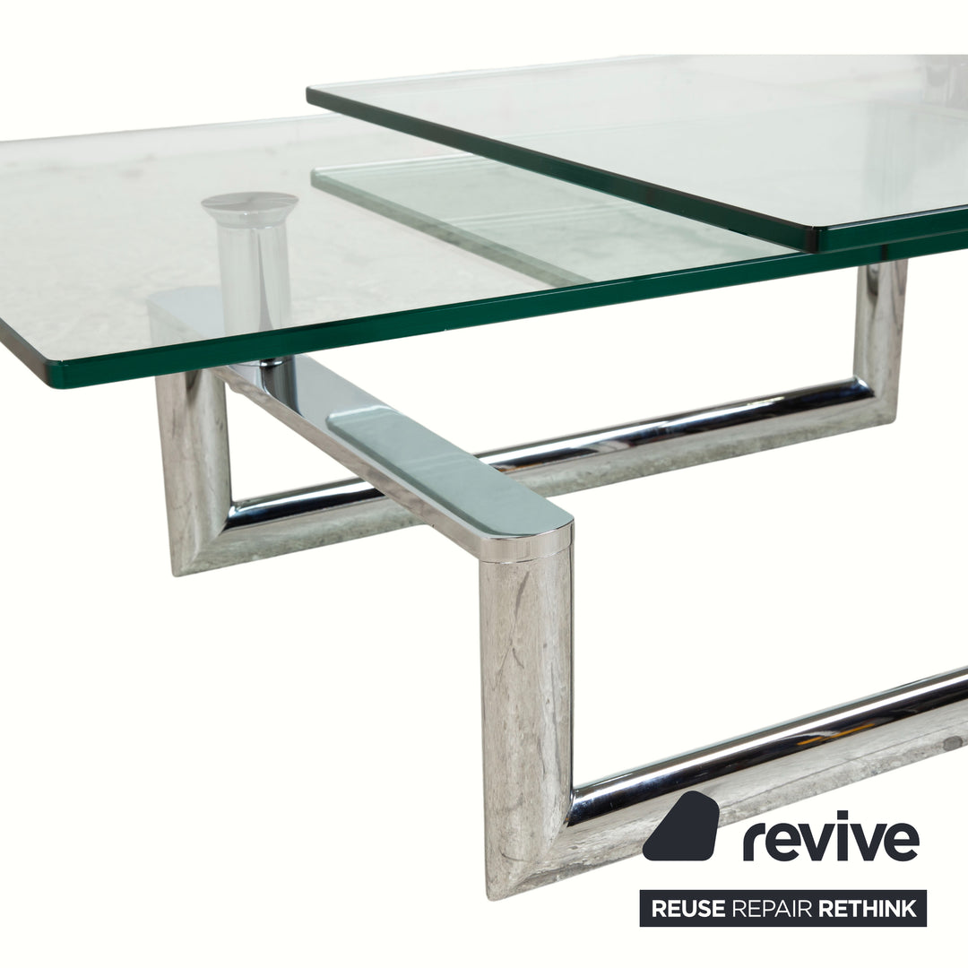 Ronald Schmitt Couchtisch Glas Chrom Silber Grau manuelle Funktion