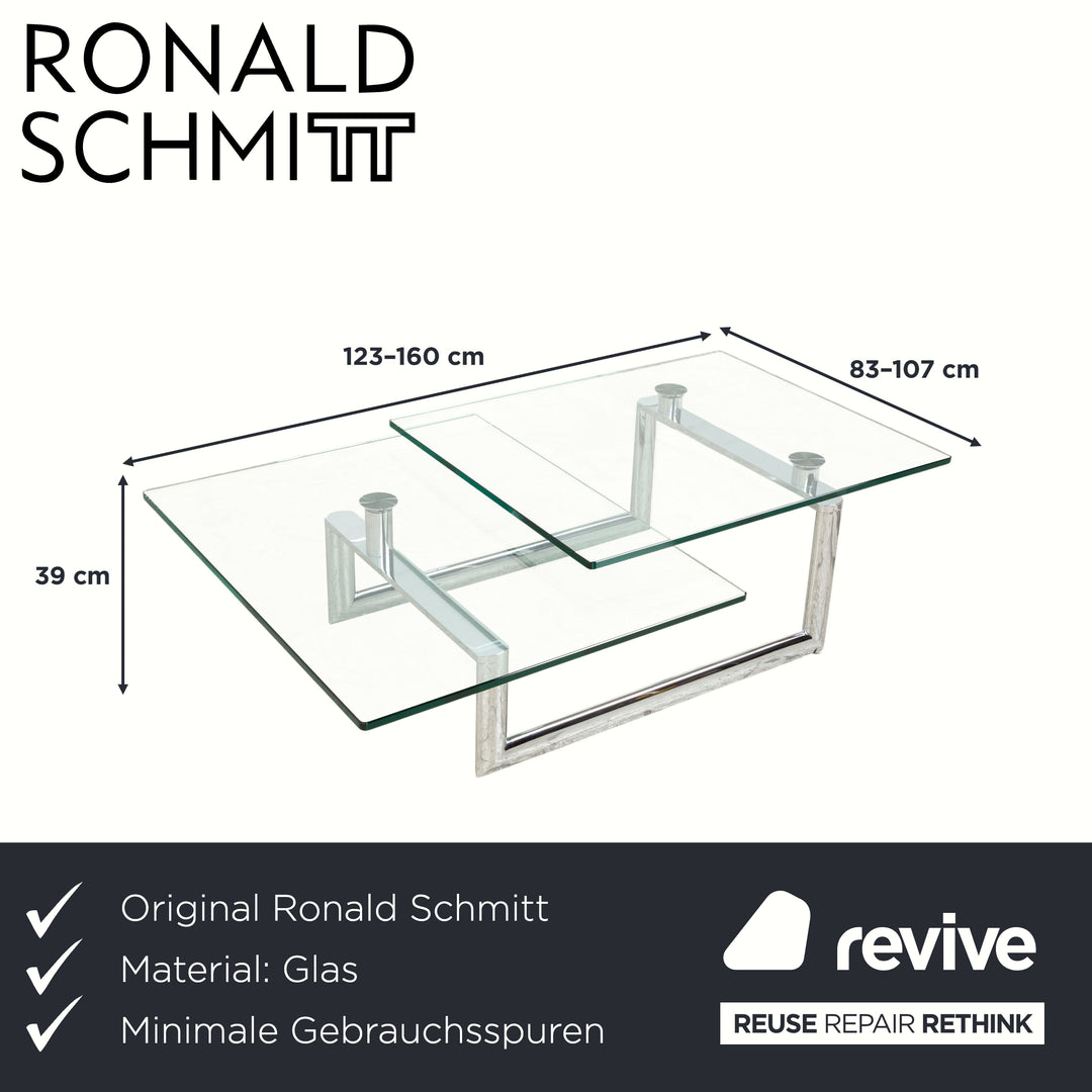Ronald Schmitt Couchtisch Glas Chrom Silber Grau manuelle Funktion