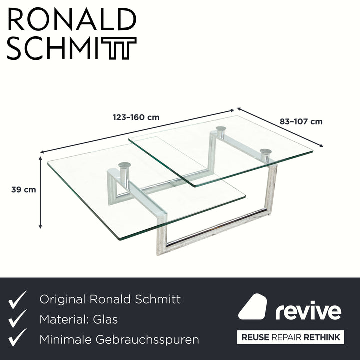 Ronald Schmitt Couchtisch Glas Chrom Silber Grau manuelle Funktion