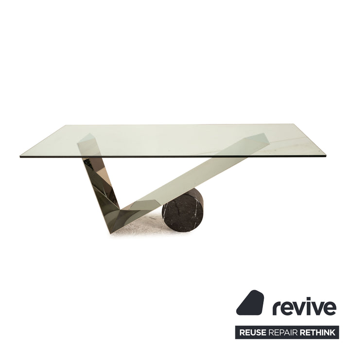 Ronald Schmitt glass dining table chrome silver 200 x 100 cm