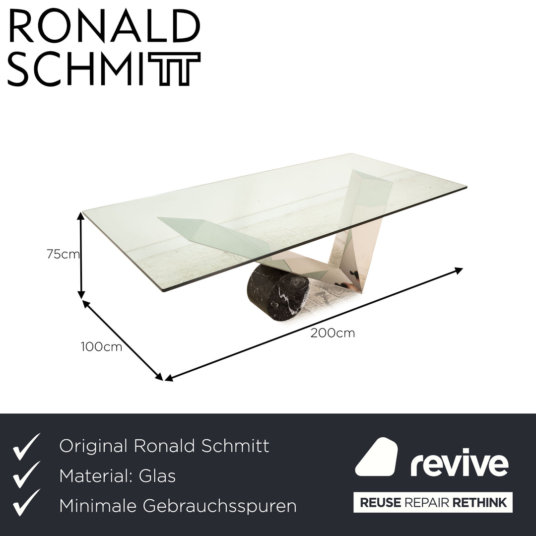 Ronald Schmitt Glas Esstisch Chrom Silber 200 x 100 cm