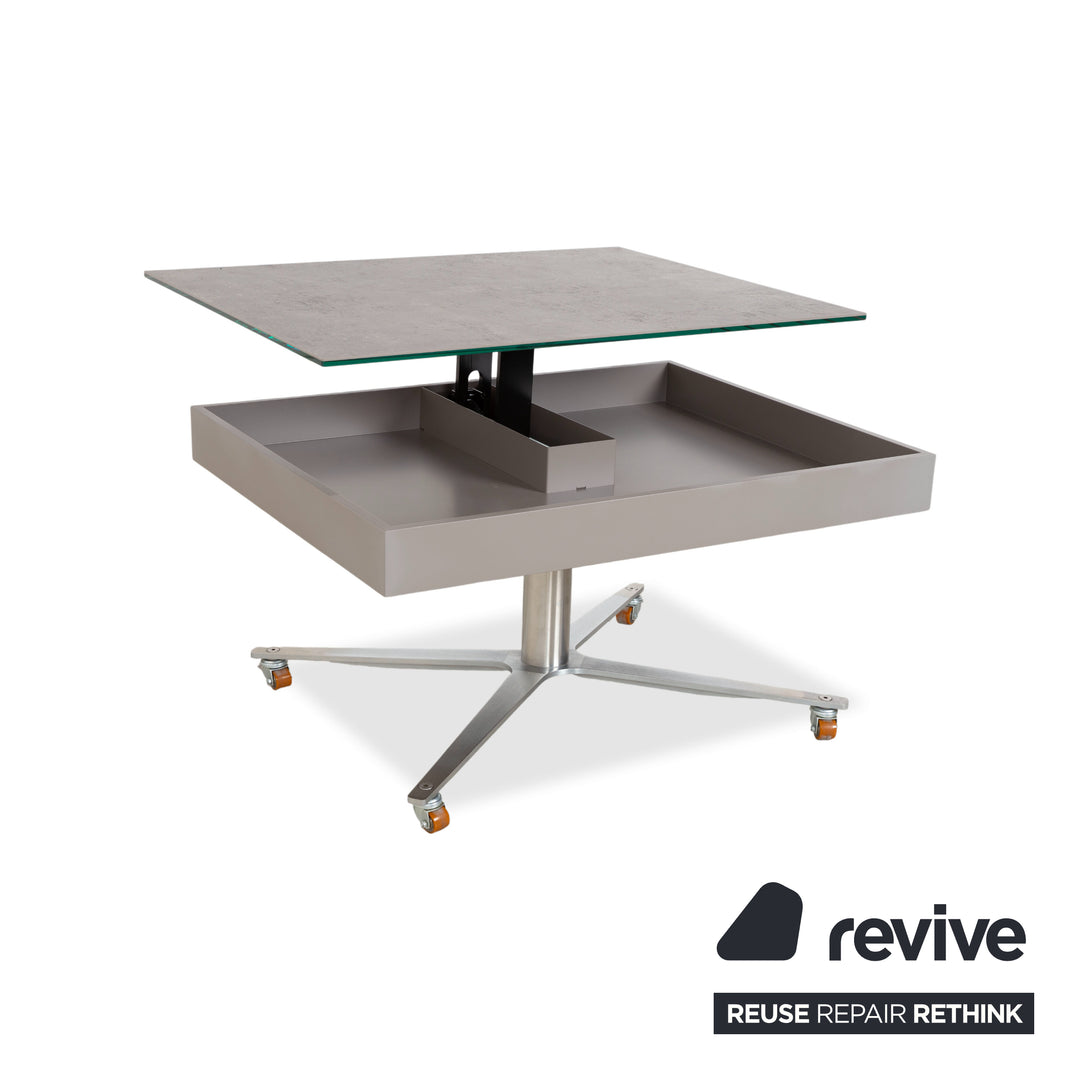 Ronald Schmitt Glass Grey Coffee Table manual function storage compartment plastic decor