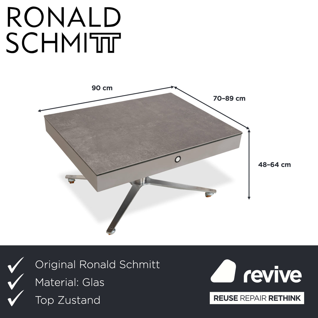 Ronald Schmitt Glass Grey Coffee Table manual function storage compartment plastic decor