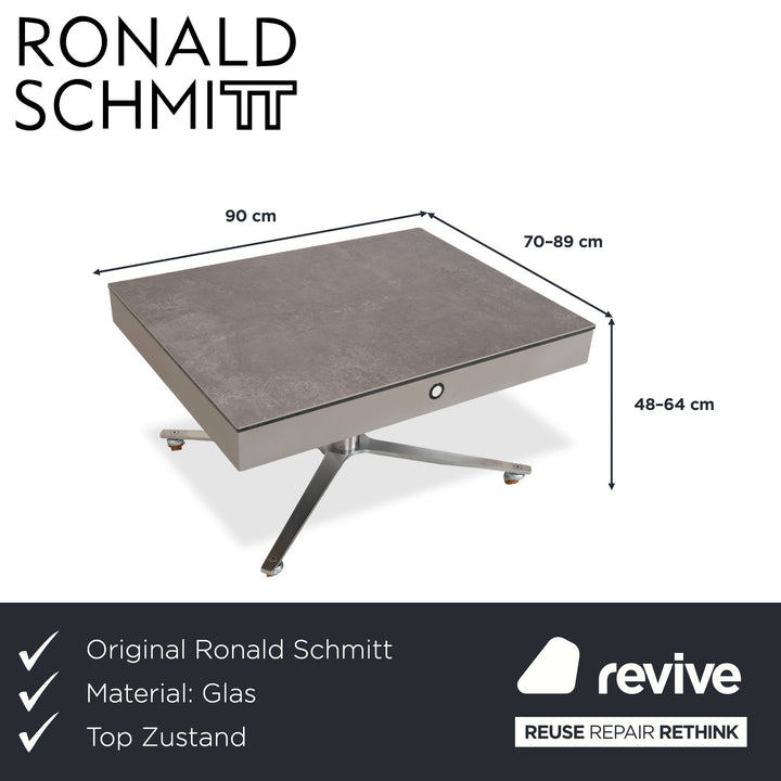 Ronald Schmitt Glass Grey Coffee Table manual function storage compartment plastic decor