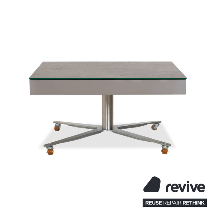 Ronald Schmitt Glas Grau Couchtisch manuelle Funktion Staufach Kunststoffdekor