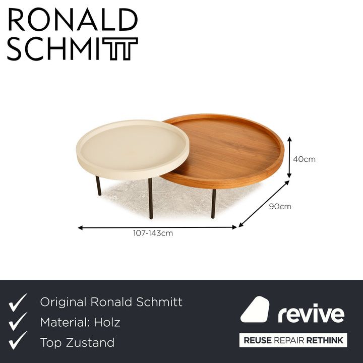 Ronald Schmitt H 630 Luna Holz Couchtisch Braun Weiß Satztisch