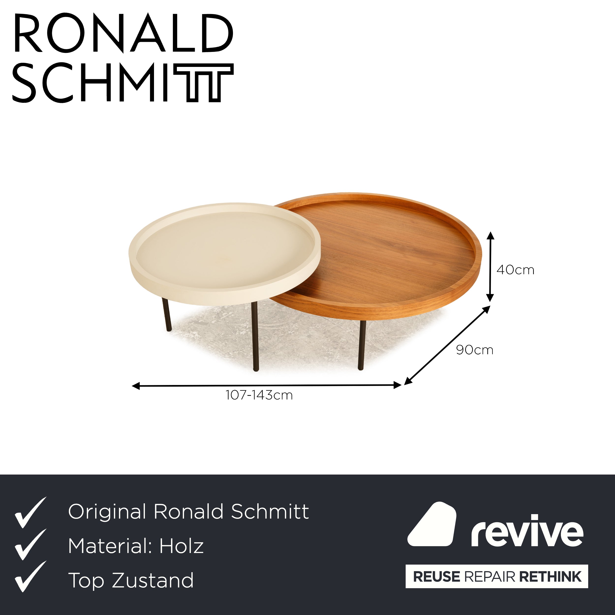 Ronald Schmitt Couchtisch H 630 Braun Holz - 2. Hand - Revive.de