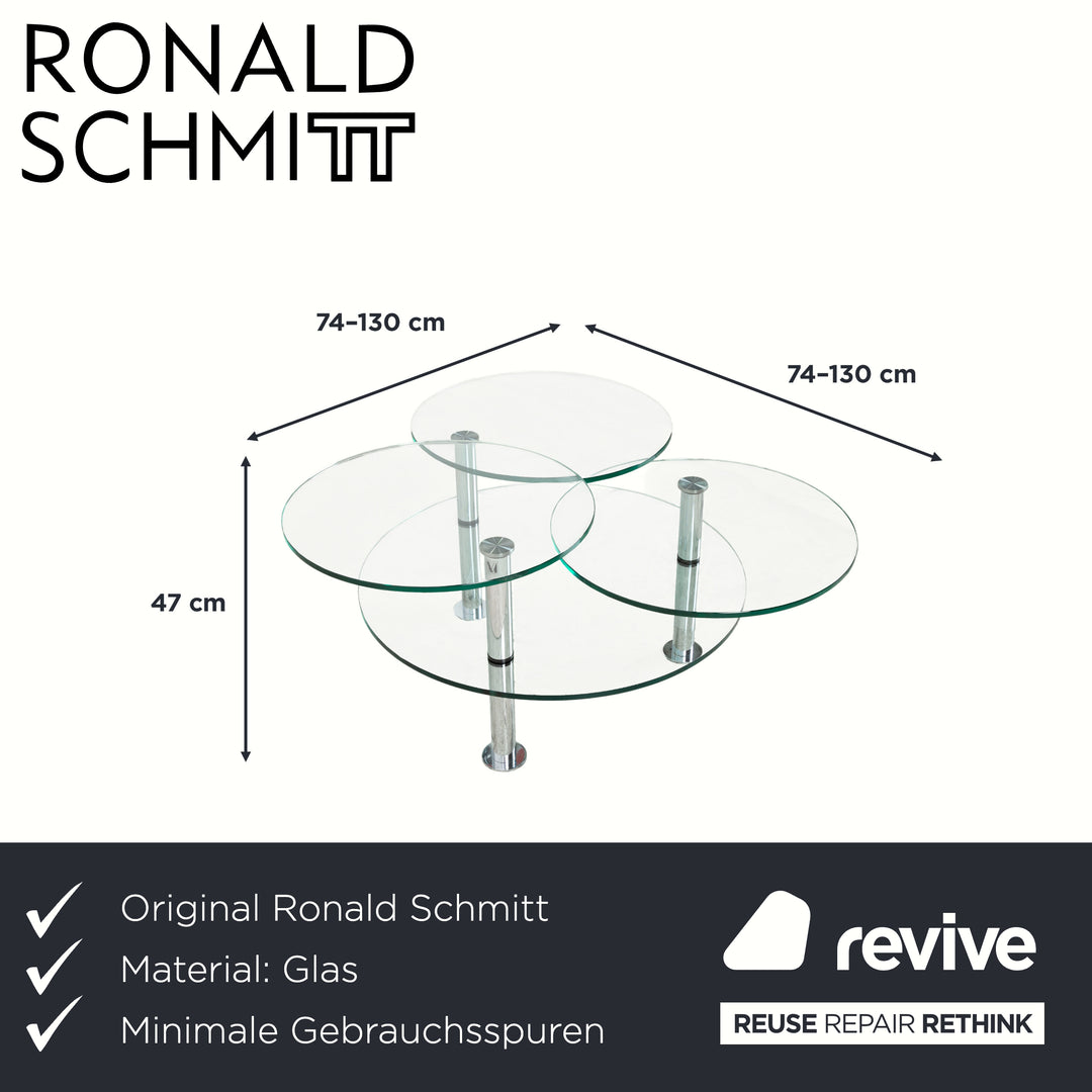 Ronald Schmitt K 180 Glas Chrom Couchtisch Glastisch Silber manuelle Funktion