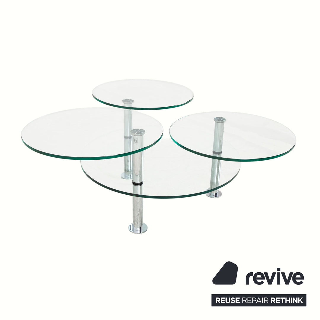 Ronald Schmitt K 180 Glas Chrom Couchtisch Glastisch Silber manuelle Funktion