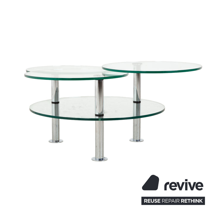 Ronald Schmitt K 180 Glas Chrom Couchtisch Glastisch Silber manuelle Funktion