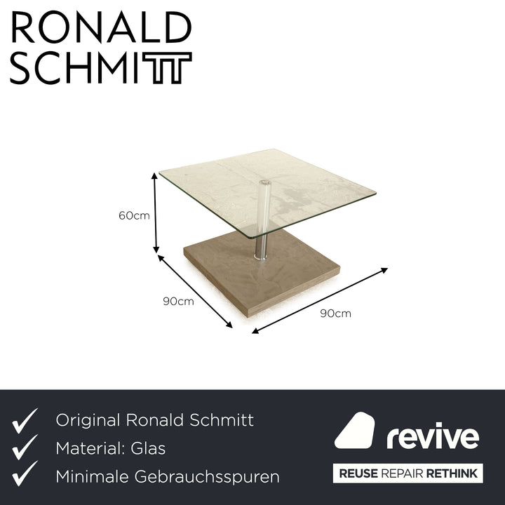 Ronald Schmitt K 436 Glas Couchtisch Silber manuelle Funktion höhenverstellbar quadratisch