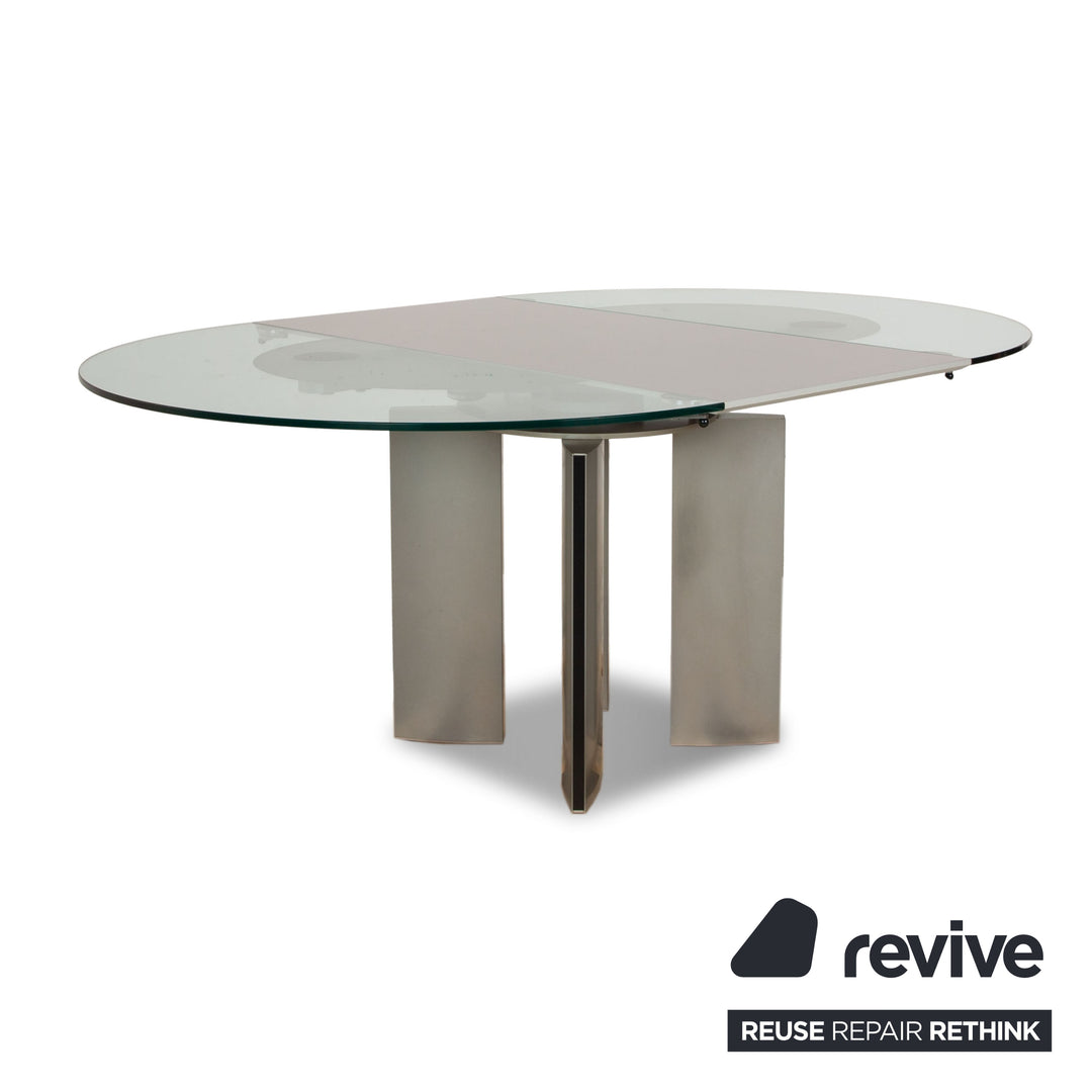 Table à manger extensible en verre Ronald Schmitt K 750 E argentée pour salle à manger