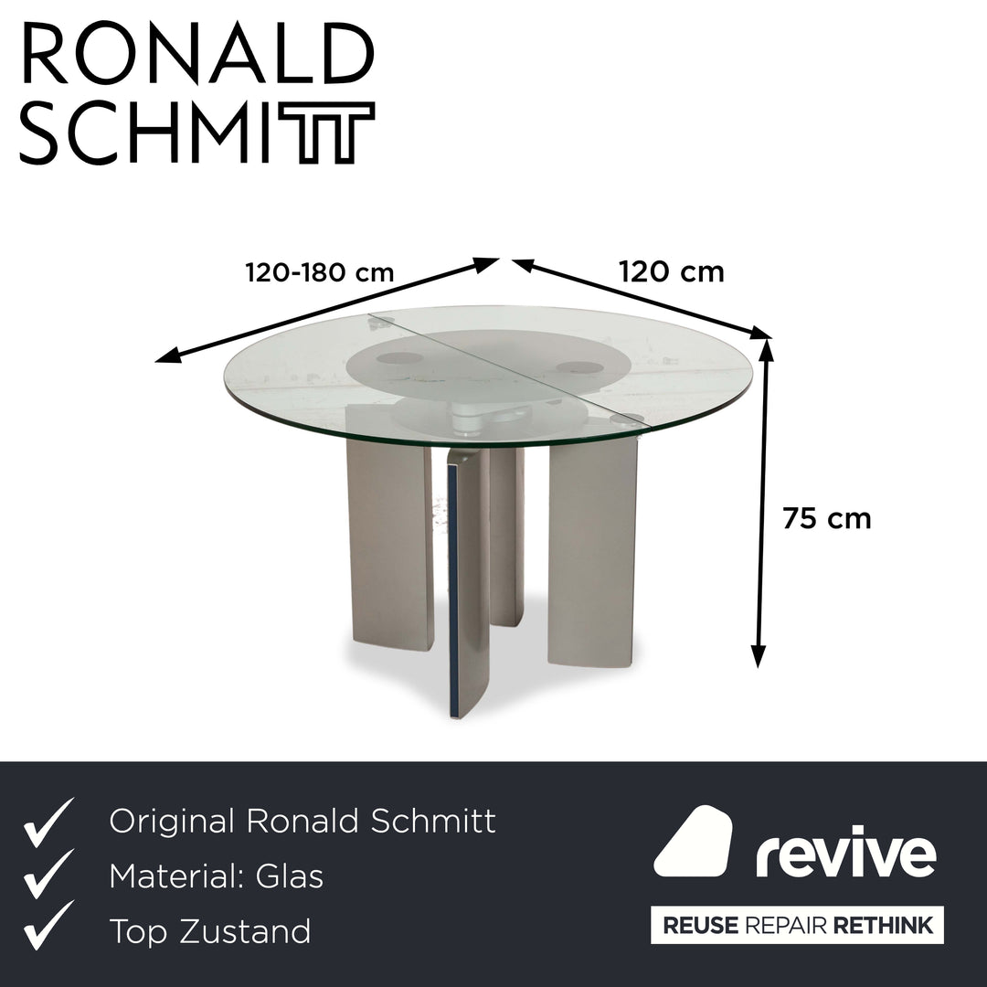 Ronald Schmitt K / G 750 / E Glass Dining Table Silver 120 x 120-180 cm