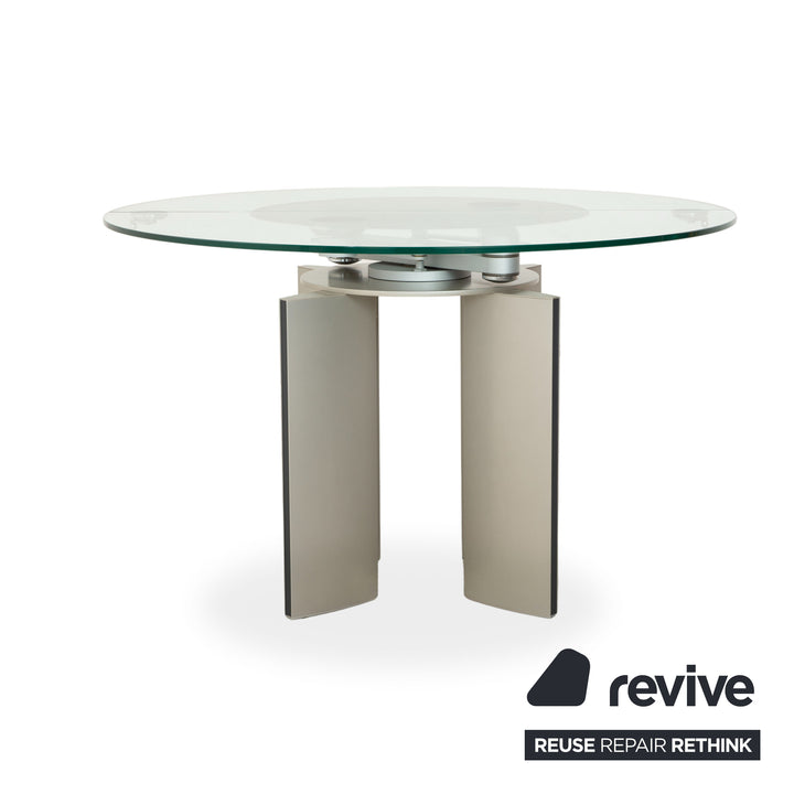 Table de salle à manger extensible en verre Ronald Schmitt K/G 750/E, beige argenté