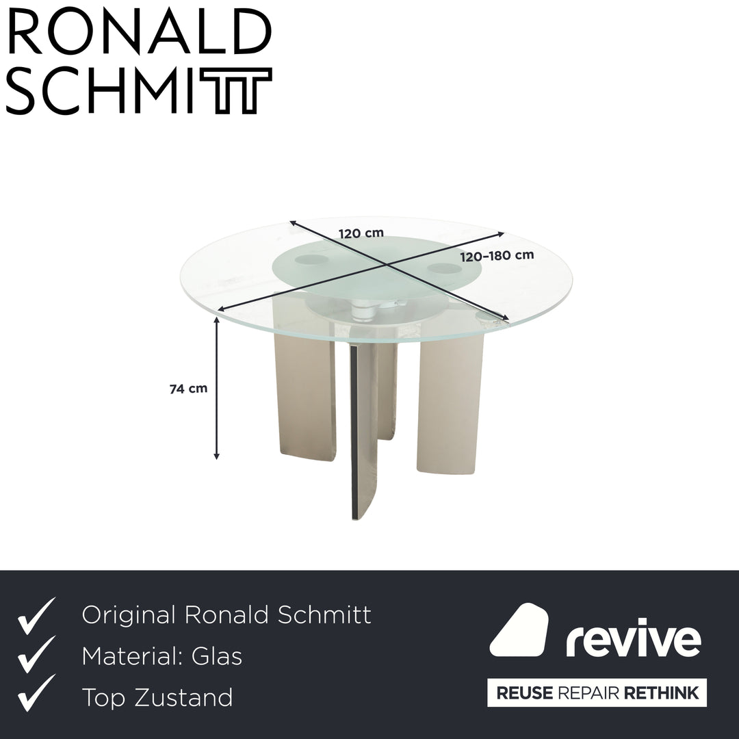 Ronald Schmitt K / G 750 / E Glas Esstisch Silber Beige Ausziehfunktion