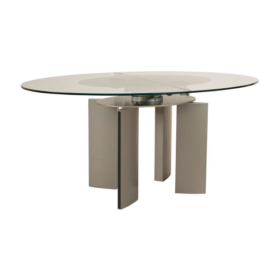 Table à manger en verre Ronald Schmitt K / G 750 / E fonction extensible argentée