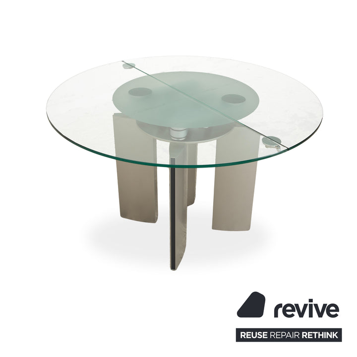 Ronald Schmitt K / G 750 / E Glas Esstisch Silber Beige Ausziehfunktion