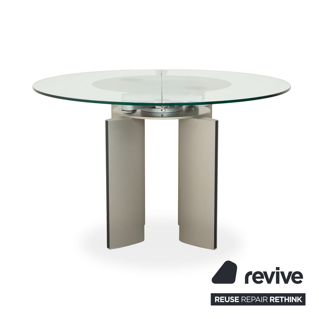 Table de salle à manger extensible en verre Ronald Schmitt K/G 750/E, beige argenté