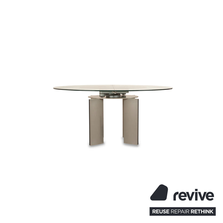 Table à manger en verre Ronald Schmitt K / G 750 / E fonction extensible argentée