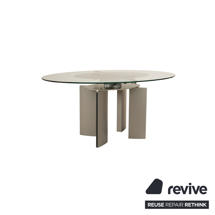 Table à manger en verre Ronald Schmitt K / G 750 / E fonction extensible argentée