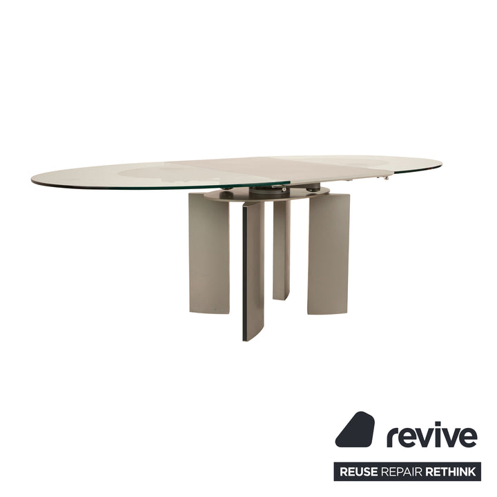 Ronald Schmitt K / G 750 / E Glass Dining Table Silver Pull-out Function