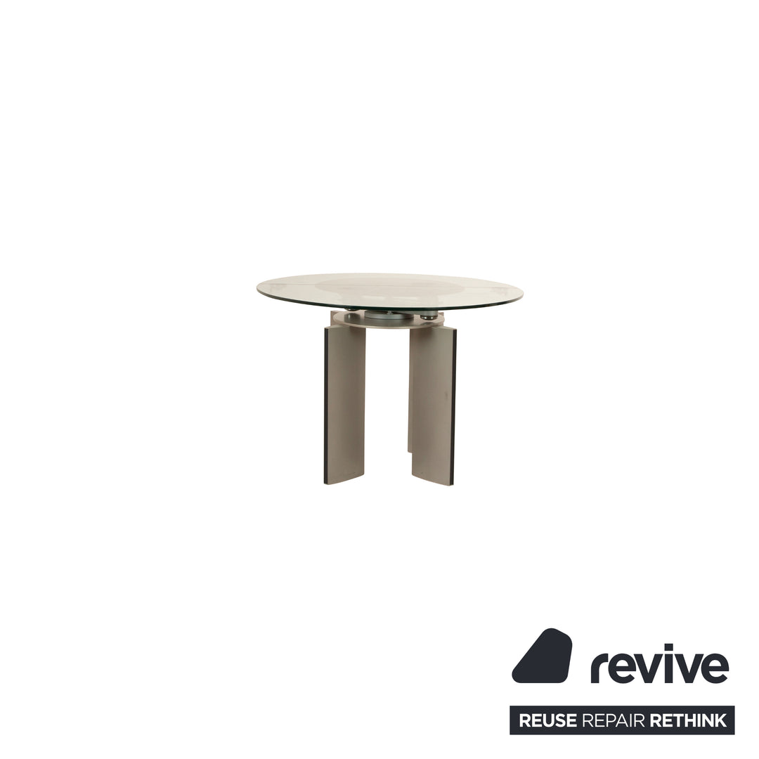 Table à manger en verre Ronald Schmitt K / G 750 / E fonction extensible argentée