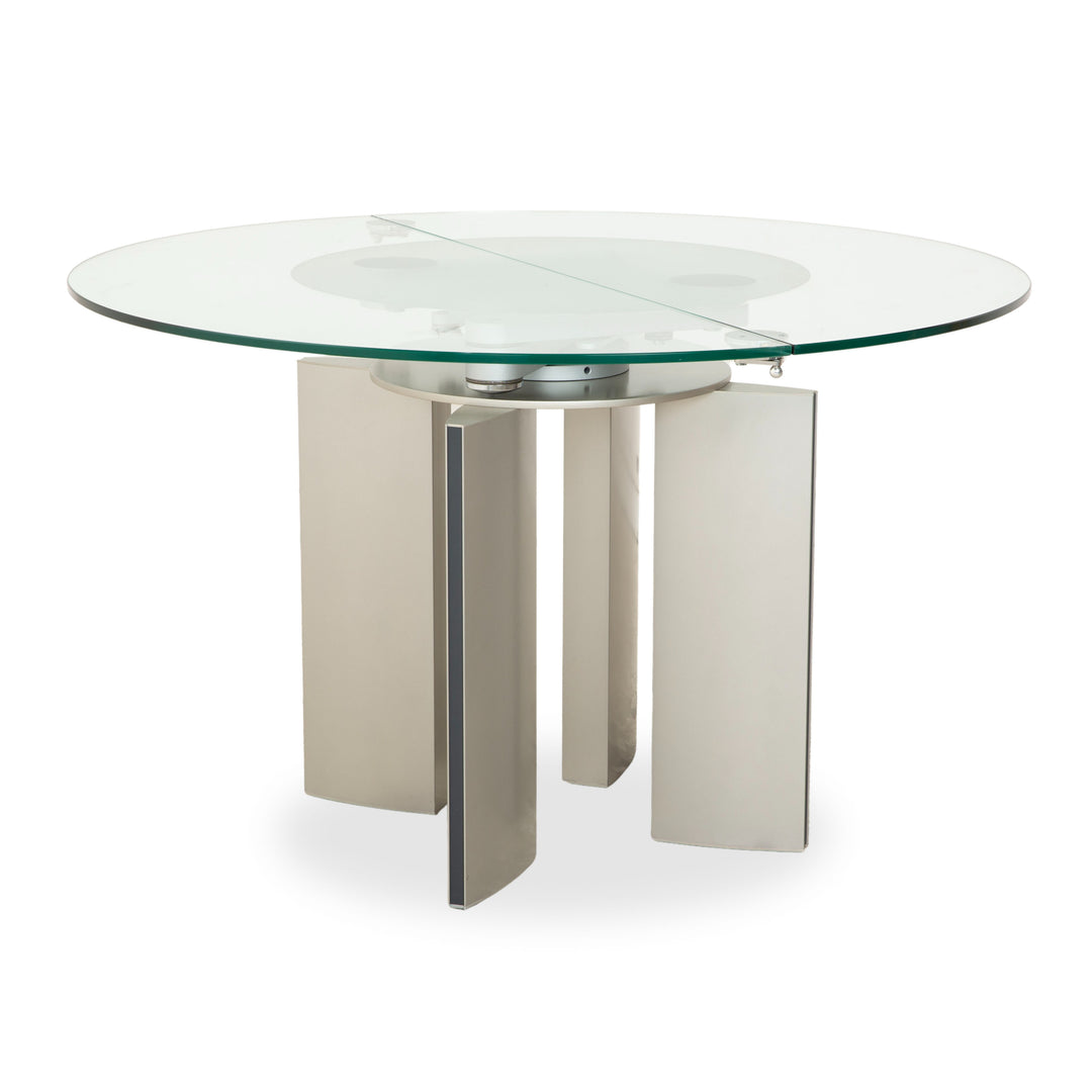 Table de salle à manger extensible en verre Ronald Schmitt K/G 750/E, beige argenté