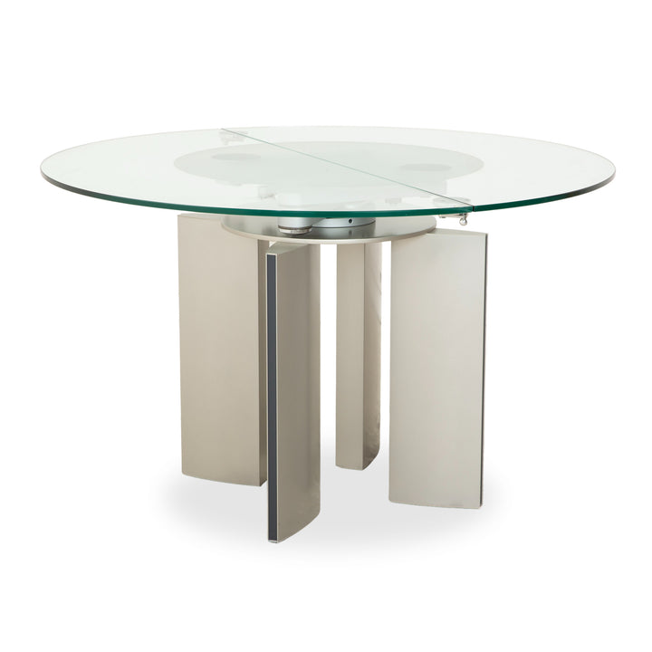 Table de salle à manger extensible en verre Ronald Schmitt K/G 750/E, beige argenté