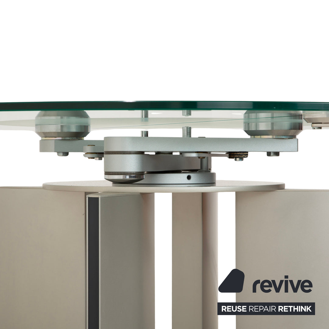 Table de salle à manger extensible en verre Ronald Schmitt K/G 750/E, beige argenté