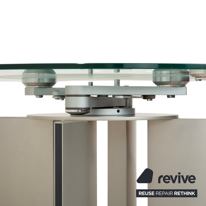 Table de salle à manger extensible en verre Ronald Schmitt K/G 750/E, beige argenté