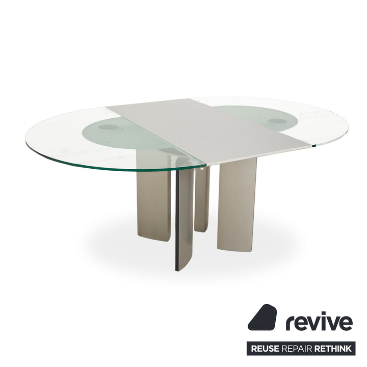 Ronald Schmitt K / G 750 / E Glas Esstisch Silber Beige Ausziehfunktion