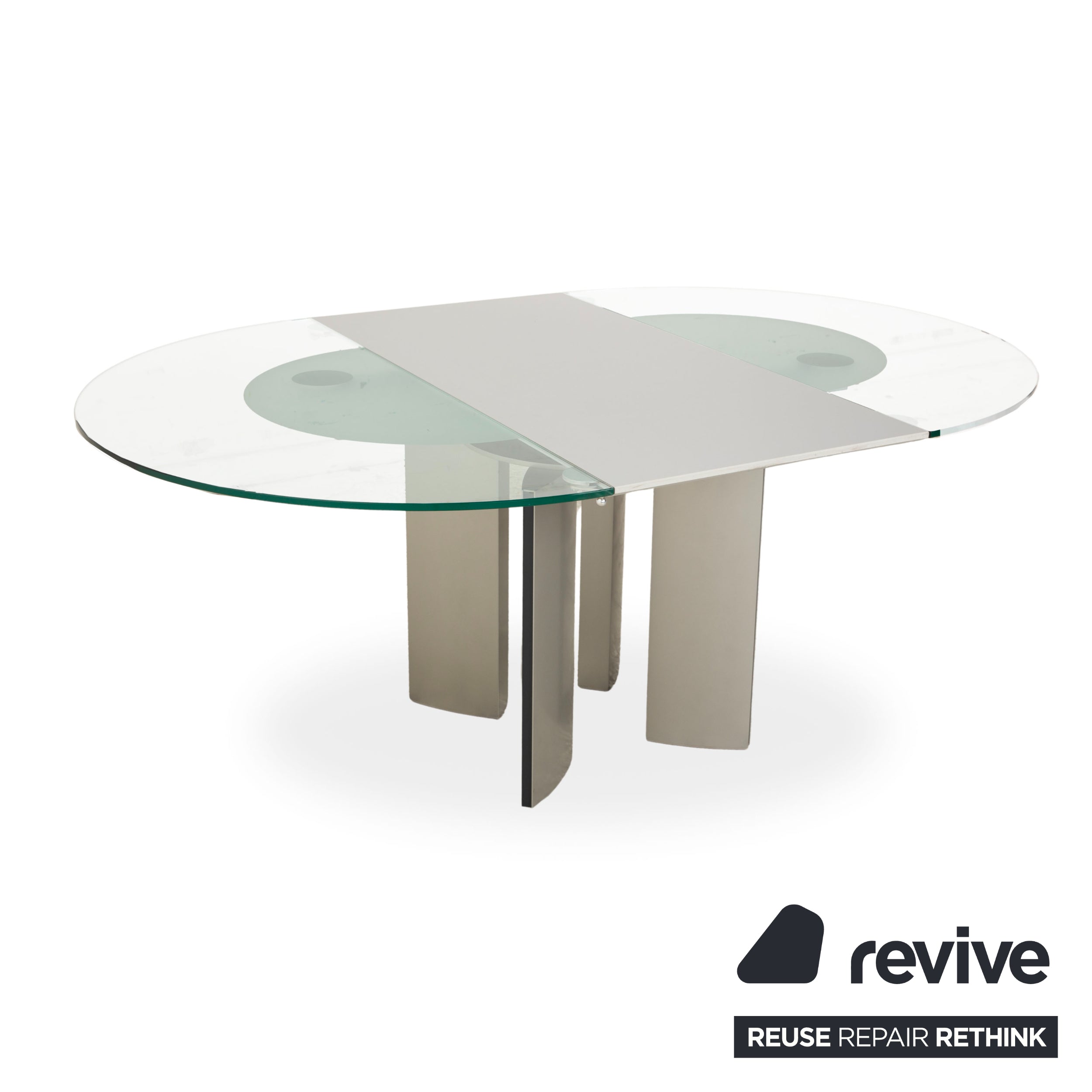 Ronald Schmitt K / G 750 / E Glass Dining Table Silver Beige Extendable