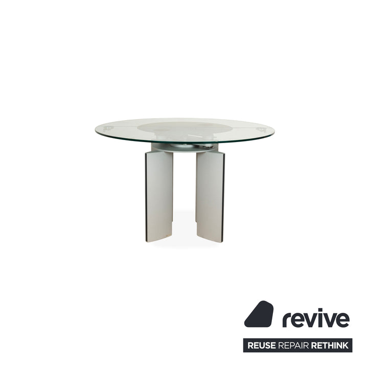 Ronald Schmitt K / G 750 / E glass dining table silver extension function 120-180 x 120 cm