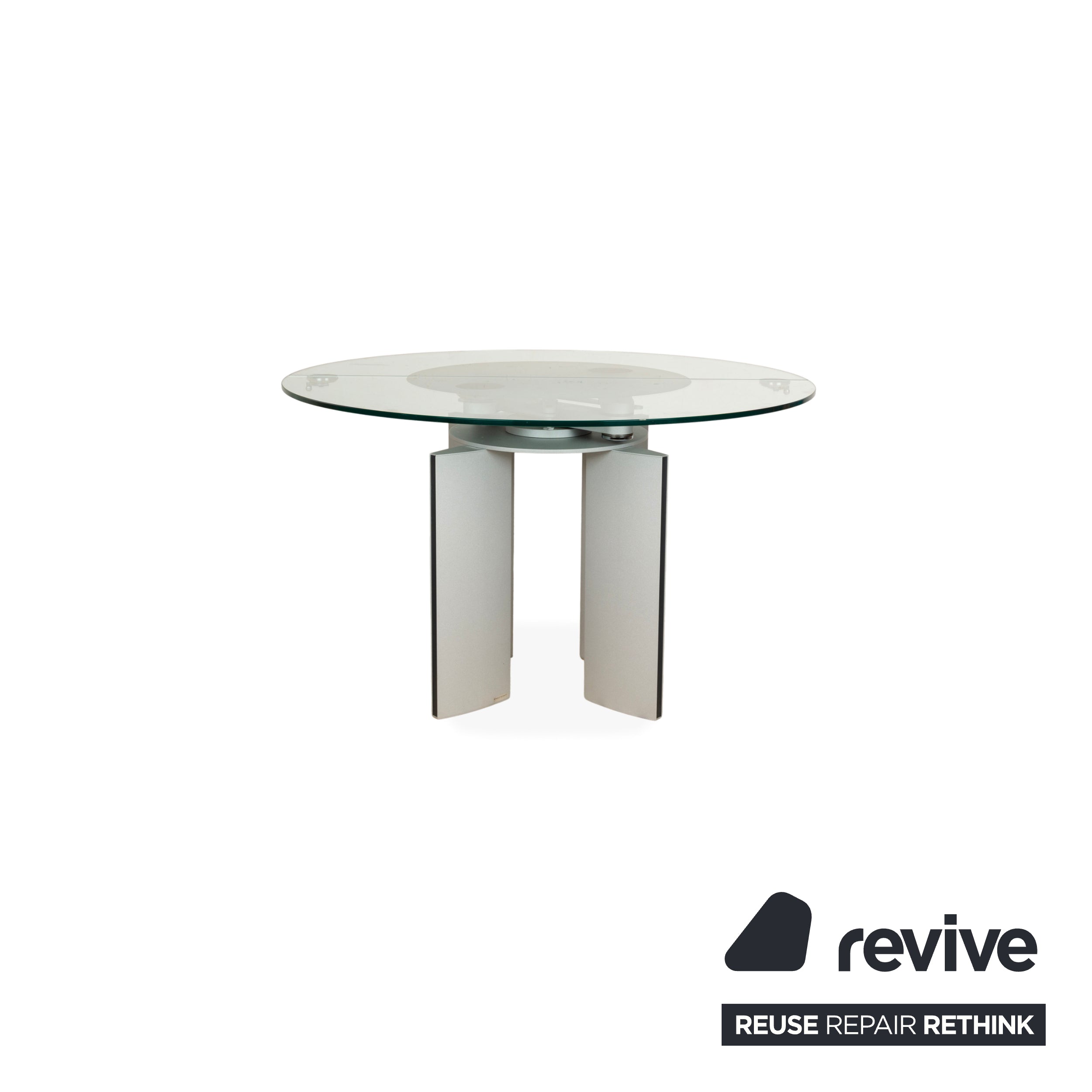 Ronald Schmitt K / G 750 / E Glas Esstisch Silber Ausziehfuntion 120-180 x 120 cm