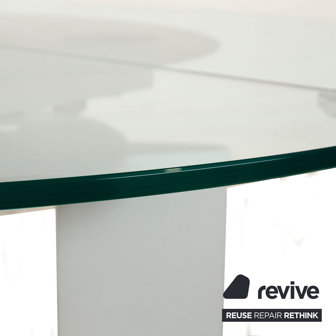 Ronald Schmitt K / G 750 / E Glas Esstisch Silber Ausziehfuntion 120-180 x 120 cm
