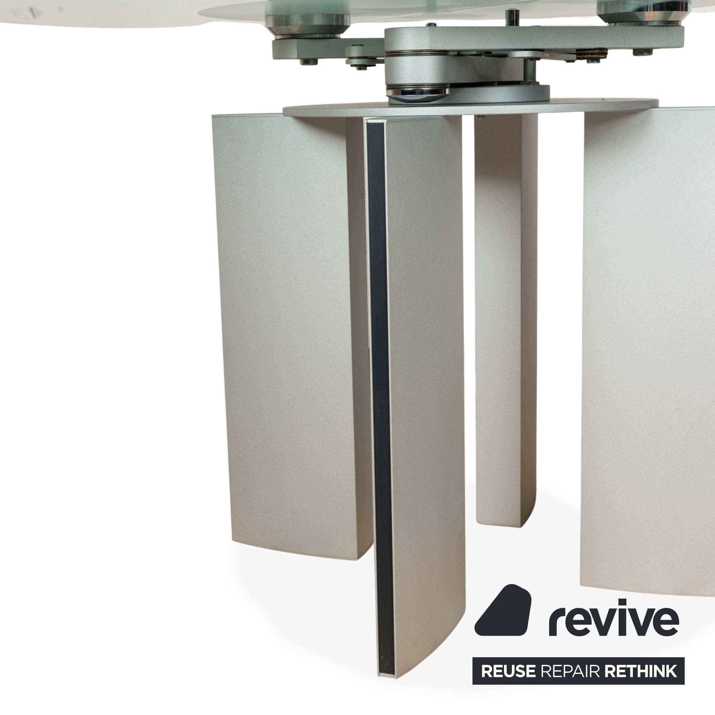Ronald Schmitt K / G 750 / E glass dining table silver extension function 120-180 x 120 cm
