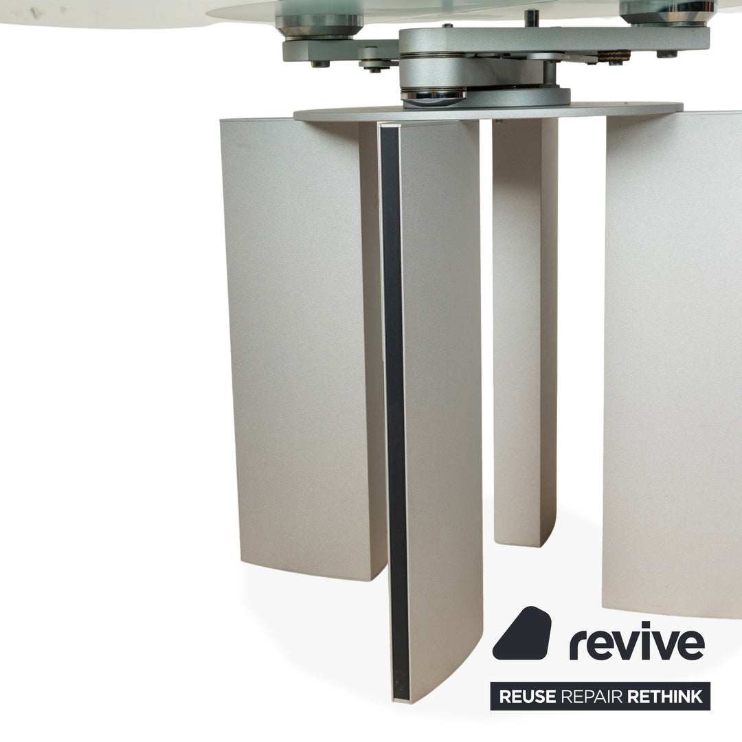 Ronald Schmitt K / G 750 / E glass dining table silver extension function 120-180 x 120 cm