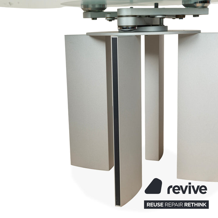 Ronald Schmitt K / G 750 / E Glas Esstisch Silber Ausziehfuntion 120-180 x 120 cm