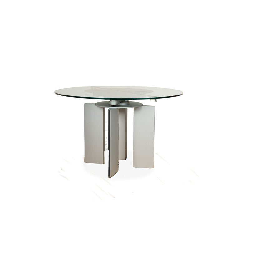 Ronald Schmitt K / G 750 / E Glas Esstisch Silber Ausziehfuntion 120-180 x 120 cm